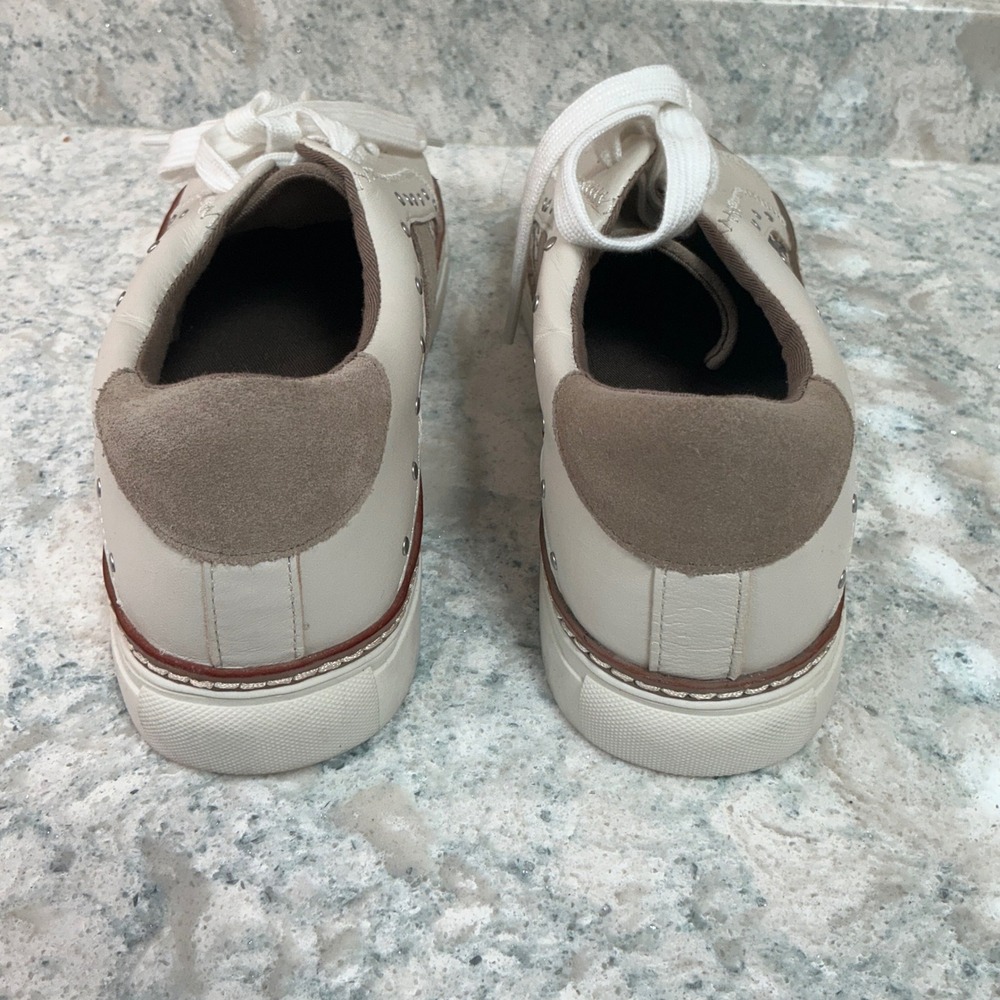 Crown Vintage Sneaker Low Top 8.5 Cream Olive Snakeskin Studded Suede Leather - Picture 5 of 9